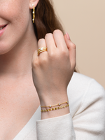Trio Bazel Set Gold Chain Earrings
