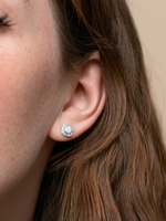 Round Opal Bloom Halo Stud Earrings