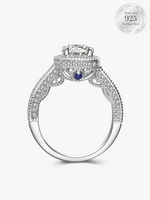 Brilliant Round Halo Ring With Blue Sapphire Stone