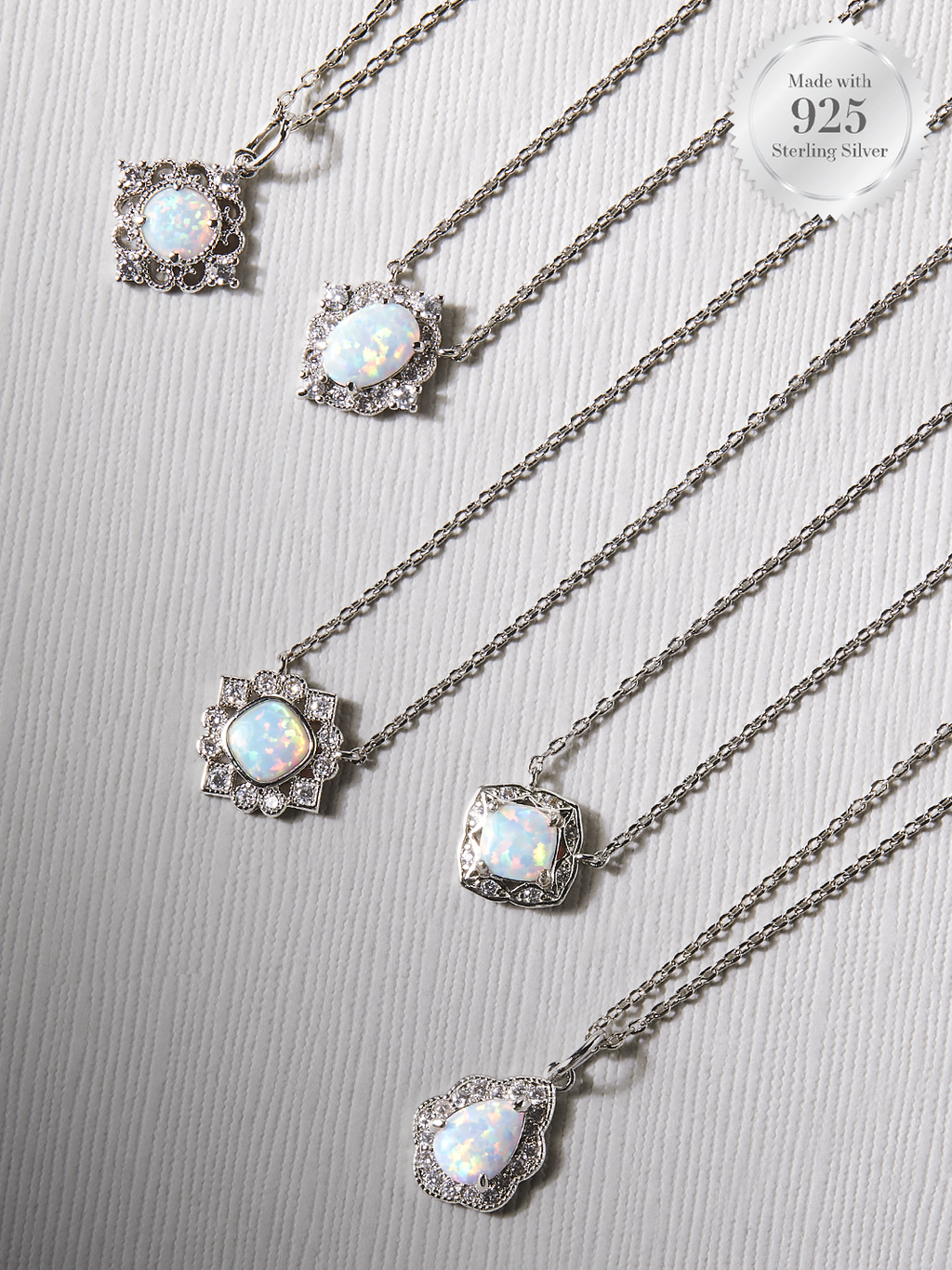 Opal Candle - 925 Sterling Silver Opal Necklace Collection